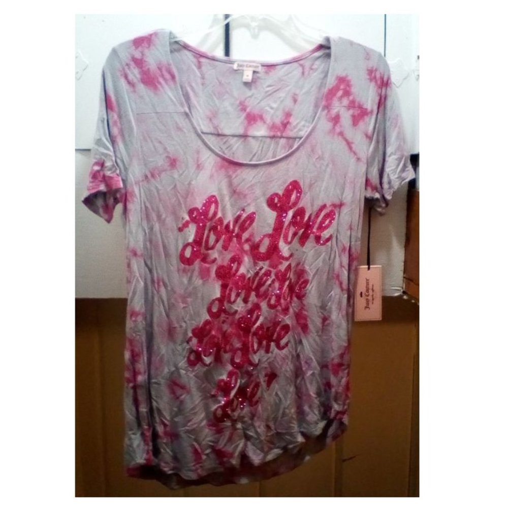 Juicy Couture Valentine TShirt Top Tie Dye Glitter
